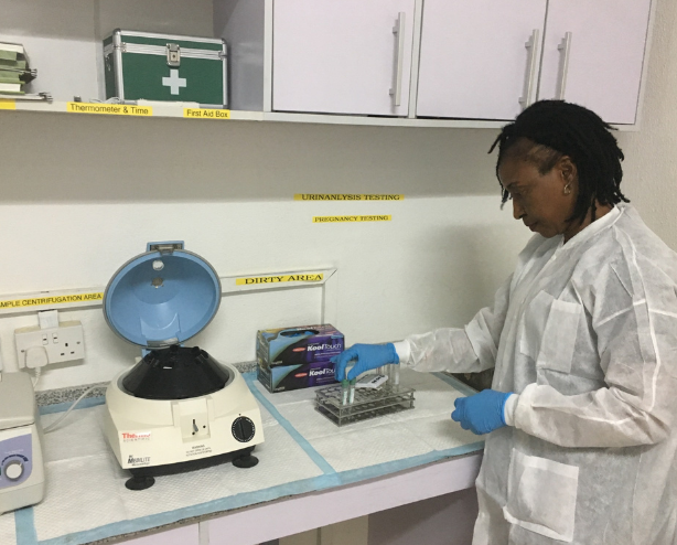 Woman works in Nigerian Lab