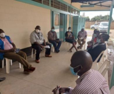 Meeting outside of the renovated Siaya Morgue facility in Kenya