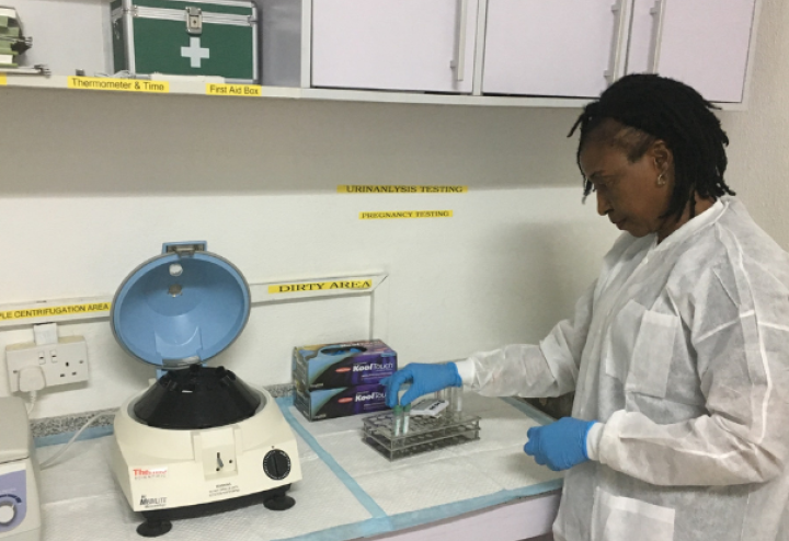 Woman works in Nigerian Lab