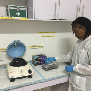 Woman works in Nigerian Lab