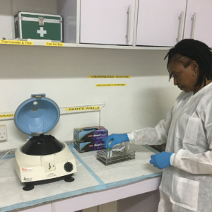 Woman works in Nigerian Lab